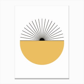Sun Rays Yellow Minimal Mid Century Abstract Canvas Print