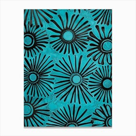 Black And Turquoise Daisy Canvas Print