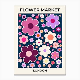 Flower Market London Purple Pink Blue Canvas Print