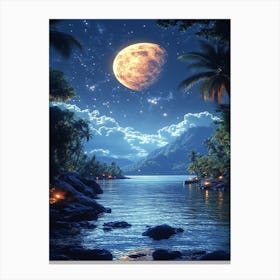 Full Moon Over The Ocean 10 Canvas Print