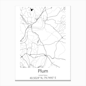 Plum,United States Minimalist Map Canvas Print