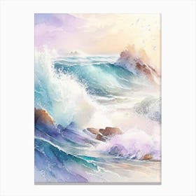 Crashing Waves Landscapes Waterscape Gouache 2 Canvas Print