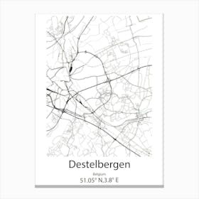 Destelbergen,Belgium Minimalist Map Canvas Print