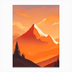 Misty Mountains Vertical Composition In Orange Tone 46 Canvas Print