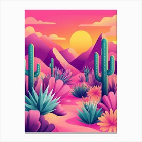 Cactus Desert Landscape 3 Canvas Print