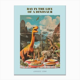 Abstract Dinosaur Jurassic Retro Collage 3 Poster Canvas Print