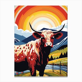 Highland Cow Cartoon Pop Art 1 Canvas Print