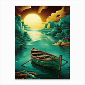 Sunset Boat Canvas Print