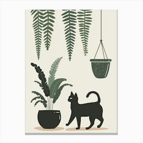 Cat And Plants 1 Canvas Print