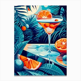 Art Deco Blue & Orange Cocktail Canvas Print