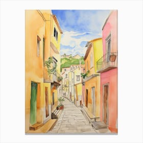 Reggio Calabria, Italy Watercolour Streets 4 Canvas Print