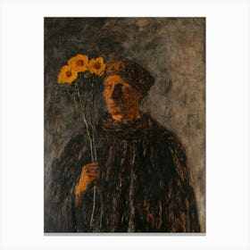 Man With Flowers Canvas Print