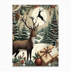 Christmas Deer Style William Morris1 Canvas Print