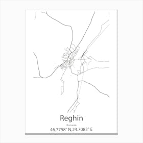 Reghin,Romania Minimalist Map Canvas Print