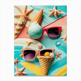 Ice Cream And Sunglasses Canvas Print