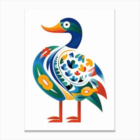 Scandinavian Bird Illustration Mallard Duck 1 Canvas Print