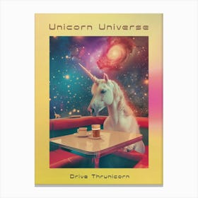 Unicorn In A Galaxy Diner Surreal Abstract Poster Canvas Print