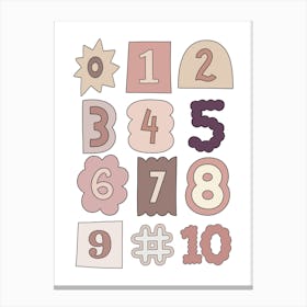 Kids Numbers Chart Pink Canvas Print