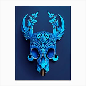 Animal Skull Blue 2 Mexican Canvas Print