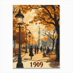 Aihrgdesign A Nostalgic Poster Of A 1909 City Park Featuring 1 Canvas Print