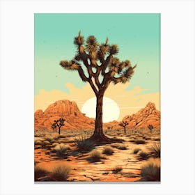 Joshua Tree In Desert In Gold And Black (3) Canvas Print