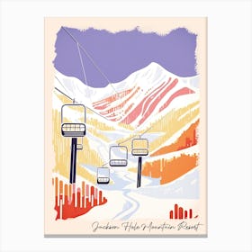 Poster Of Jackson Hole Mountain Resort   Wyoming, Usa, Ski Resort Pastel Colours Illustration 0 Canvas Print