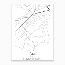 Paal,Belgium Minimalist Map Canvas Print