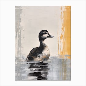 Duckling Grey Black & Yellow Gouache Painting Inspired 2 Canvas Print