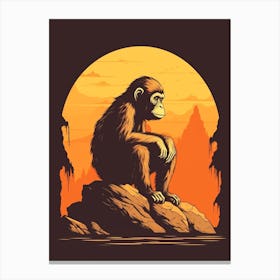 Thinker Monkey Comic Illustration 4 Canvas Print
