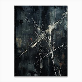 Abstract Composition Dirty Paint Streaks Intersecting Grunge Texture High Contrast Dark Palette (2) Canvas Print