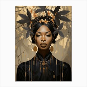 American With Leaves In Her Hair Canvas Print