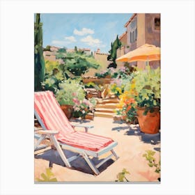 Sun Lounger By The Pool In Rome Italy 2 Canvas Print