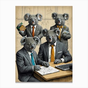 Koalas At Work Canvas Print