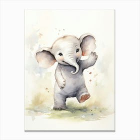 Elephant Painting Practicing Tai Chi Watercolour 3 Canvas Print