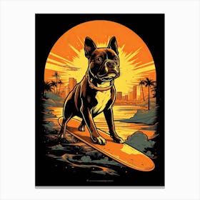 Staffordshire Bull Terrier Dog Skateboarding Illustration 2 Canvas Print