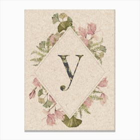 Floral Monogram Y Canvas Print