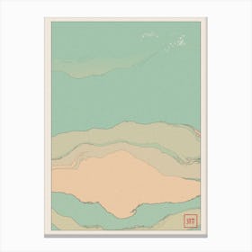 Abstract Beach Landscape Inspired By Minimalist Japanese Ukiyo E Painting Style 13 Canvas Print