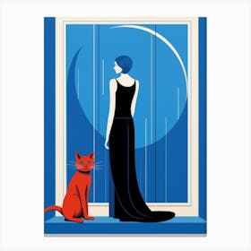 Cat And Woman In The Window Canvas Print