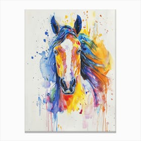Horse Colourful Watercolour 2 Canvas Print