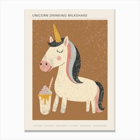 Unicorn Drinking A Rainbow Sprinkles Milkshake Uted Pastels 4 Poster Canvas Print