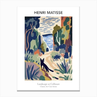 Henri Matisse  Style Landscape At Collioure With A Cat Museum Canvas Print