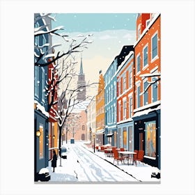Retro Winter Illustration Copenhagen Denmark 2 Canvas Print