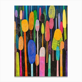 Colorful Sticks, Acrylic On Canvas Canvas Print