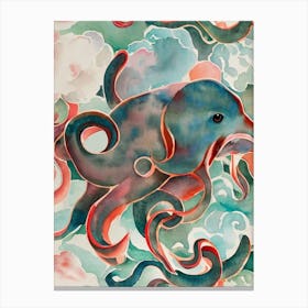Dumbo Octopus Vintage Graphic Watercolour Canvas Print