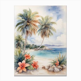 Watercolor Of Palm Trees Canvas Print