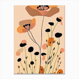 Desert Poppy Wildflower Modern Muted Colours 1 Canvas Print