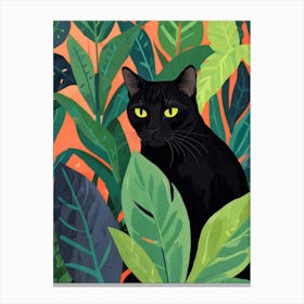 Black Cat In The Jungle Canvas Print