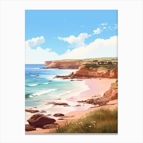 An Illustration In Pink Tones Of  Gracetown Beach Australia 3 Canvas Print