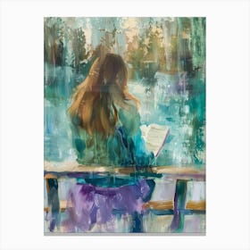 Reading By The Lake 4 Canvas Print