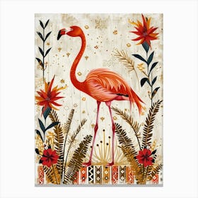 Greater Flamingo And Heliconia Boho Print 4 Canvas Print